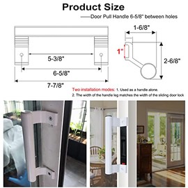 Aluminum Sliding Glass Door Pull - 8" White, Fits 6-5/8" Mounting Holes - Perfect for Patio Doors