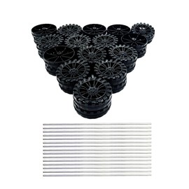30PCS Toy Car Wheels 2mm Dia Shaft Plastic Wheels with 15PCS Shaft Round Rod Axles for RC Car Truck Robot DIY Model Toy Accessories Parts (Black)