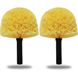 Tockrop 2 Pack Twist-On Cobweb Duster Head Brush - Efficient Indoor & Outdoor Spider Web Cleaning Solution - Fits Standard Acme Threaded Poles - Duster Brush Head Only - Yellow