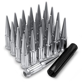 White Knight 3810XL-25AM Chrome 9/16"-18 1-Pc Spline Spike Lug Nut Set with Extra Spline Spike, 25 Pack