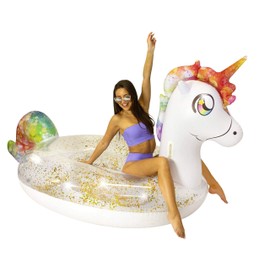 PoolCandy Gigantic Glitter Unicorn Beach & Pool Raft