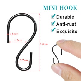 Sratte Mini S Hook for Hanging 1 Inch Metal Hanging Hooks S Shaped Iron Wire Hook Hanger Mini Ornament Storage Hooks for Irish Day Decor Hanging Pot Plant Jewelry Keychain(Black, 120 Pcs)