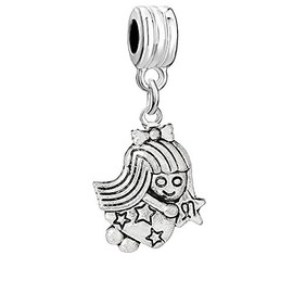 Sexy Sparkles Zodiac Charm Bead Spacer Compatible for Most European Snake Chain Bracelets (Choose From Menu) (Virgo Charm Bead)