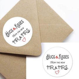 ZLKAPT 120pcs Hugs And Kisses From The New Mr. & Mrs. Kiss Wedding Stickers, Stickers For Weddings, Bridal Shower Engagement Party, Kisses Party Favors Decor