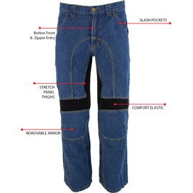 Milwaukee Leather Men's Classic Fit Denim Motorcycle Rider Racing Pants w/CE Armor on Knees - 32