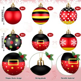 Simgoing 24 Pcs 2.4 Inch Christmas Balls Ornaments Cartoon Mouse Theme Plastic Ball Christmas Tree Hanging Ornaments Cartoon Colored Dot Decorations for Xmas Trees Party Decor(Cute)