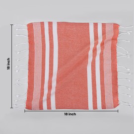 Cloth Napkins Set 12 Turkish Cotton Original, Decorative Boho Table Napkins for Dining Table Versatile Farmhouse Cloth Napkin for Dinner, Wedding and Parties (Rust with White Stripe, Pack of 12)