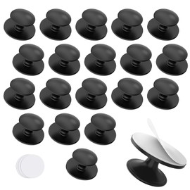 StickNGo 20-Pack Self-Adhesive Cabinet Knobs, No-Drill Self-Stick Drawer Knobs for Dressers, Kitchen, Glass Cabinets, Closets - Strong Adhesive Round Stainless Steel Stick on Handles (20, Black)