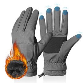 LOKZEER Winter Gloves for Men Women：Touch Screen Waterproof Windproof Warm Gloves with Thermal Lining for Running Driving Cycling Biking Riding Walking Hiking Daily Work (Gray)