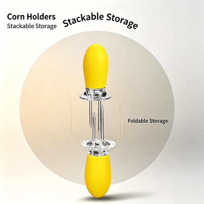LAIYORA 10Pcs Steel Corn Skewers & Holders 5 Colours for