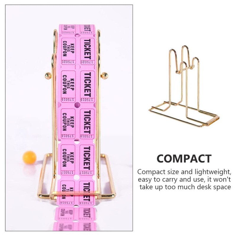 Operitacx Brass Plated Raffle Ticket Dispenser: Drum Ticket Holder Organiser