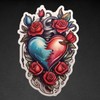 heart and rose temporary tattoo - Specification: red and blue