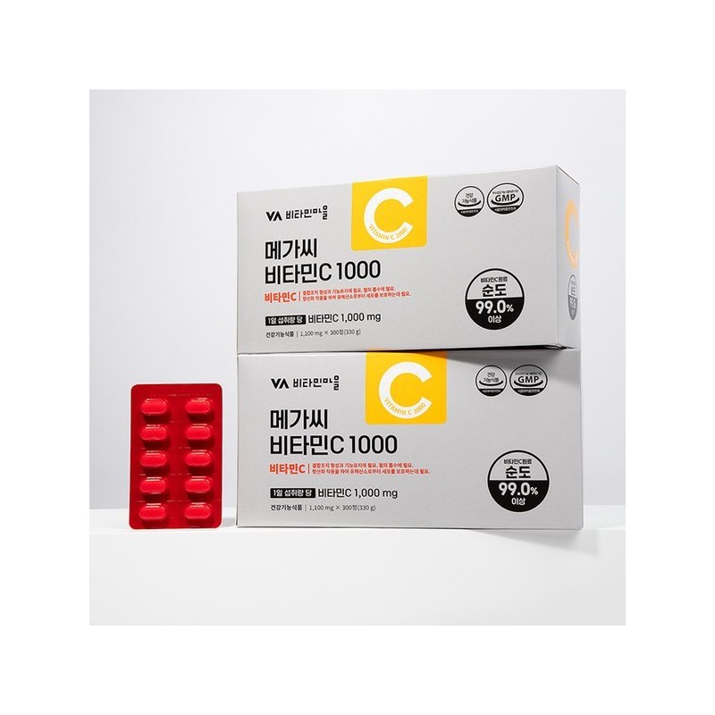 Vitamin Village 고함량 메가씨 비타민C 1000mg 8박스 총2400정 High-content Mega
