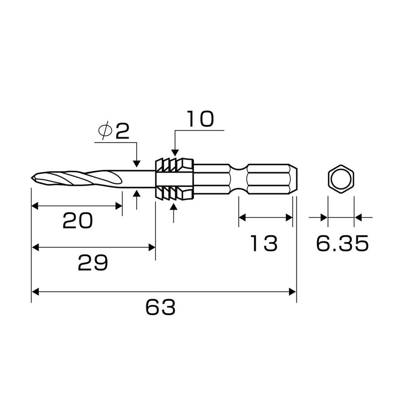 ANEX AGKS-020 Puncture Hole Short with Grip, 0.08 inches (2.0