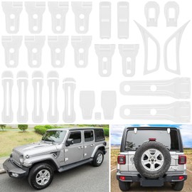 26PCS Full Set Exterior Decoration Trim Kit for Jeep Wrangler JL JLU 2018-2023 Door Hinge Handle Engine Hood Hinge Hood Latch Wheel Eyebrow Side Air Outlet Rear Tailgate Window Hinge Cover (White)