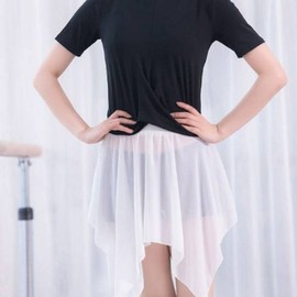 Soft Full Ballet Chiffon Skirt Feminine Vibe Waistband Design Daily Versatile Sports SIS-818 Full Ballet Skirt (Chiffon)/Black 3ea