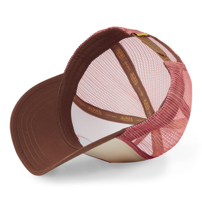 Von Dutch Men's & Women's Adjustable Surf Trucker Cap, Beige/Brown/Red,