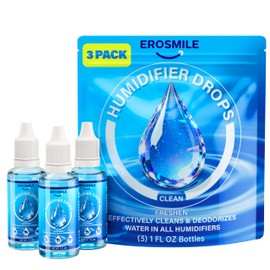 EROSMILE Humidifier Cleaner Drops [3 Pack] Humidifier Water Treatment Cleaning Drops for All Makes & Models - Slows Buildup & Scaling - Cleans & Deodorizes Water, 300+ Day Supply