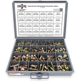 Metric Class 8.8 Hex Cap Flange Frame Bolts & Flange Nuts Assortment Kit - 383 Pieces!