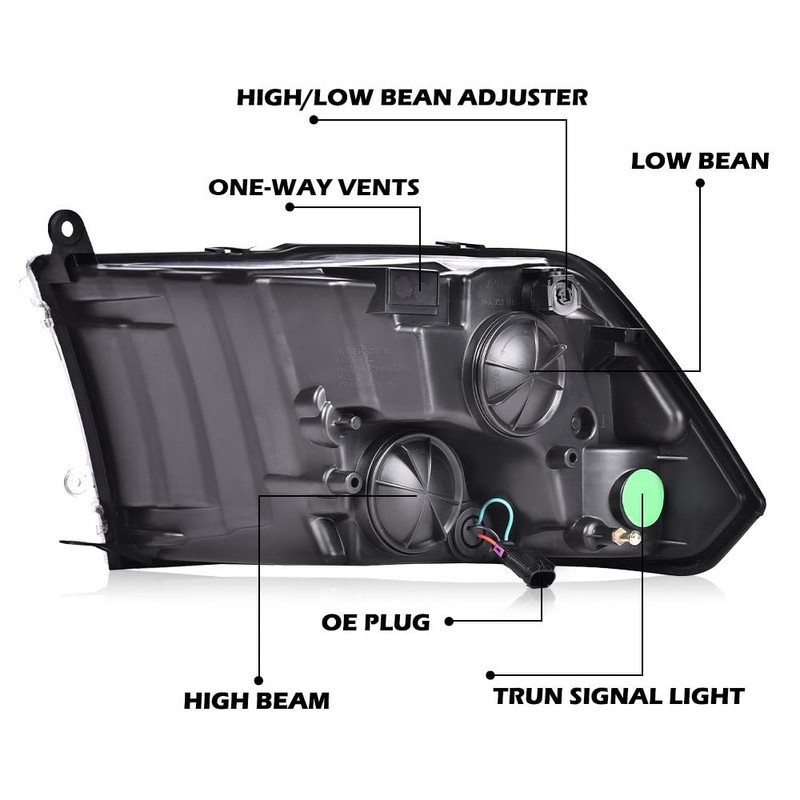 G-PLUS Headlights Assembly Fit For 2009-2012 Dodge Ram 1500 2500