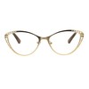 Womens Metal Rim Cat Eye Diecut Deco Powered Reading Glasses