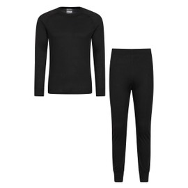 Mountain Warehouse Talus Mens Thermal Top & Pants Set - Lightweight & Breathable Baselayer, Isotherm, Moisture Wicking - Winter Camping, Outdoors, Travelling & Hiking Black XXS