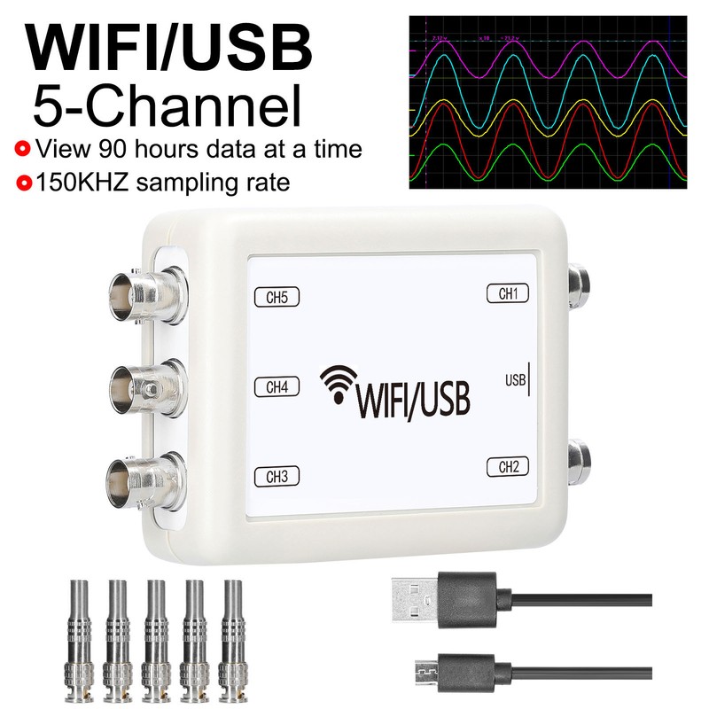 Virtual Oscilloscope WIFI USB 5 Channel Portable Handheld PC Mobile