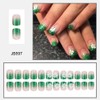 St. Patrick's Day Press on Nails Short Square Green Glitter