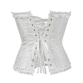 Moonight White Corset Top Floral Renaissance Corset Womens Lace Up Boned Overbust Corset Bustier White XL
