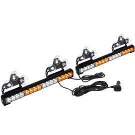 ASPL 2x16.8 inch Emergency Flashing LED Traffic Advisor Strobe Light Bar 32LED 26 Flash Patterns Interior Safety Warning Lights (Amber/White)