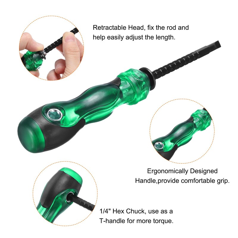 sourcing map 2 in 1 Ratcheting Screwdriver 7.3" Length Interchangeable