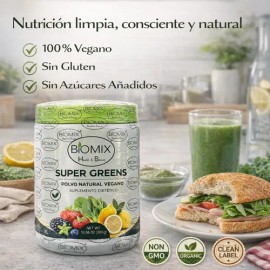 Super Greens más de 40 Superalimentos, Probióticos, Enzimas, Fibra, Adaptógenos, Rhodiola Eleuthero Astragalus, Espirulina Clorela Matcha Moringa, Vegano Sin Gluten, Sin, Azúcar añadida, 60 Porciones