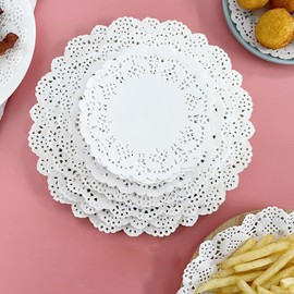 Capesaro White Paper Doilies - 4 Inch Round Lace Paper Doilies - for Food,Cakes, Desserts, Crafts, and Table Decorations, Pack of 100
