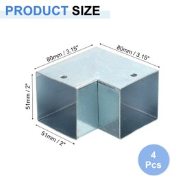 sourcing map 2-Way Gazebo Brackets Kit, Right Angle Corner Bracket Woodworking DIY Post Base Kit for 2" x 2" Lumber for Outdoor Patio Gazebo Log Cabins (4 Pack)