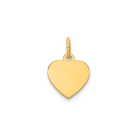 14k Yellow Gold Heart Shaped Pendant Charm for Women, Engraving Ready with Polished Finish, Real Gold Disc Design for Anniversary, Birthday, Everyday Layering, Romantic Symbolic Jewelry