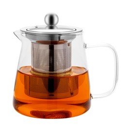 Honneeo Theiere Avec Infuseur 450 ml Théières en Verre Borosilicate, Bouilloire à Thé Qui va Sur la Cuisinière pour Thé en Vrac, Tisane, Thé aux Fruits