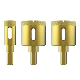 HUHAO 3pcs Diamond Hole Saw for Porcelain Tile & Glass,Triangle Shank Core Drill Bit for Cordless Drill & Drill Press,Dry/Wet Hole Opener,Cuts Granite, Marble, Ceramic, Brick, Stone,25/40/45mm