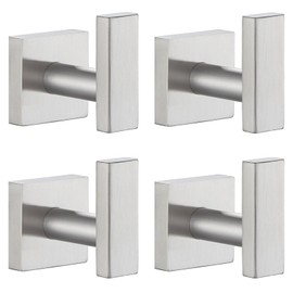 Angle Simple Towel Hooks for Bathroom, SUS304 Stainless Steel Robe Coat Hook Wall Mount, Brushed Nickel, 4 Pack