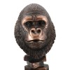 Rainforest Silverback Gorilla Head Bust Statue in Bronze Electroplated Finish