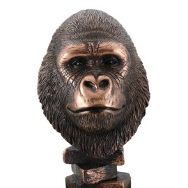 Rainforest Silverback Gorilla Head Bust Statue in Bronze Electroplated Finish