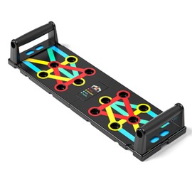 UPREIGN Multi-Functional Push-Up Plate with 4 Color Zones and 16 Holes. Portable and Foldable Push-up Board with Handle for Muscle Building and Strength Training