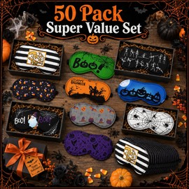 50 Pcs Halloween Sleep Eye Masks Bulk for Women Adjustable