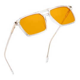 ZIHVEUC Amber 99% Blue Light Blocking Computer Reading Glasses Orange Lens for Better Sleep, Eye Strain Men Women Sun Readers（Clear,100