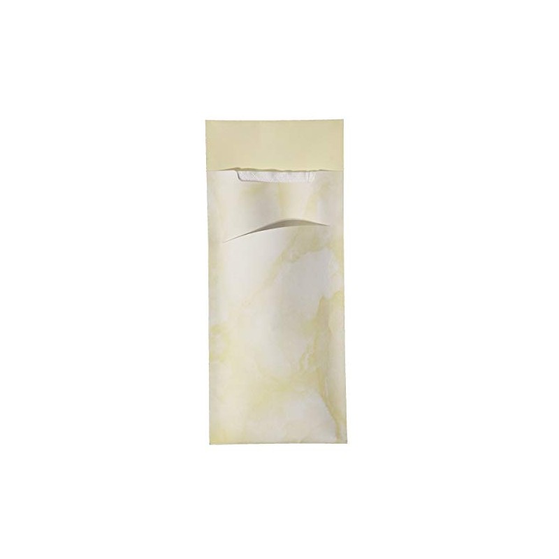 Cutlery Pockets with Napkin Cream Beige Marbled 20 cm Pack