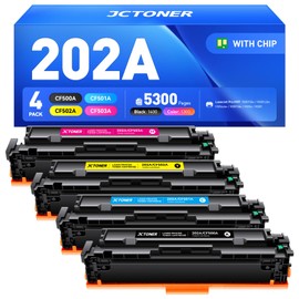 202A Toner Cartridge Set 4-Pack High Yield Replacement for HP 202A CF500A CF501A CF502A CF503A Compatible with HP Color LaserJet Pro MFP M281fdw M281cdw M281fdn M280nw M254dw M254dn M254nw Printer Ink
