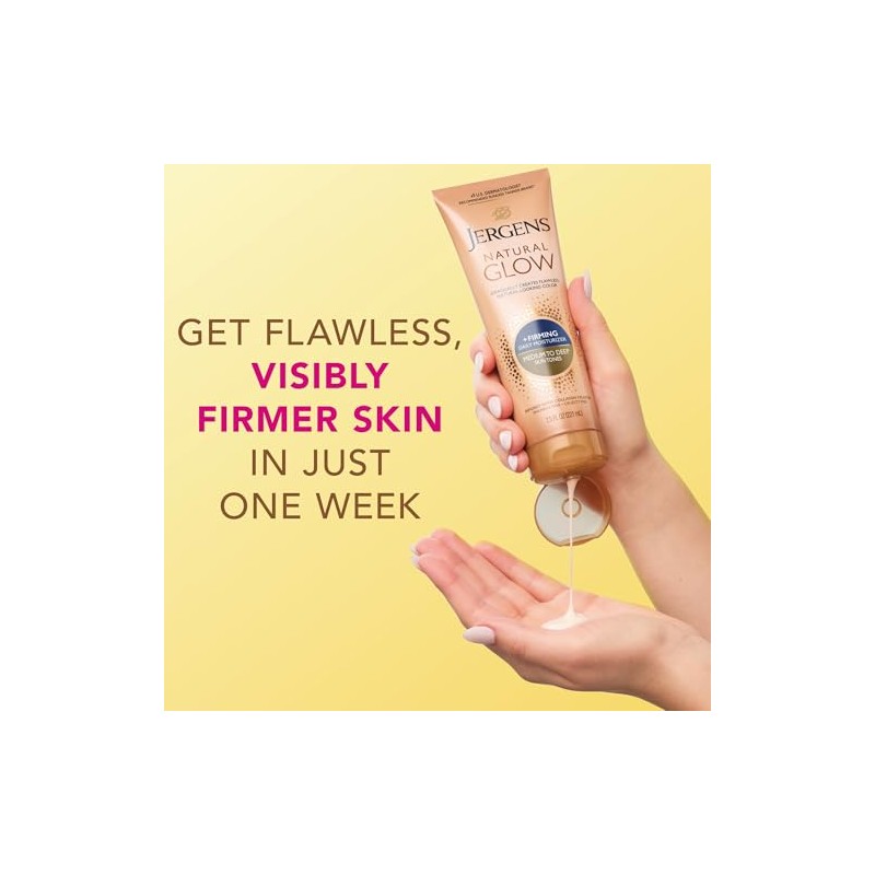 Jergens Natural Glow + reafirmante hidratante diario, Medium to Tan,
