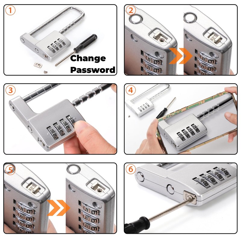 Hiceeden U Shaped Cabinet Combination Lock, 4 Digit Stainless Steel