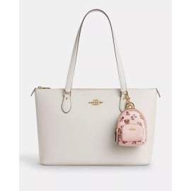 Coach Mini Court Backpack Bag Charm With Rosette Print CAA68 NWT Pink Multi