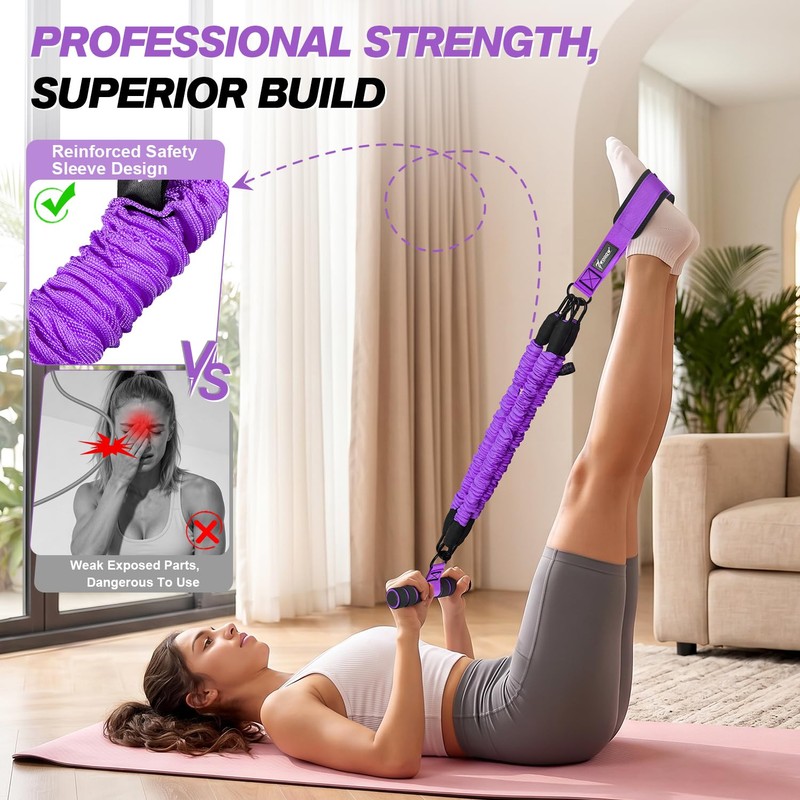 WOQQW Multifunction Pedal Resistance Band with Handle, Upgraded 3 Tube