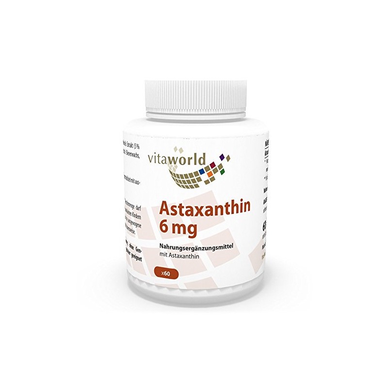 Vita World Astaxanthin 6mg 60 Vegetarian Capsules Antioxidants Made in